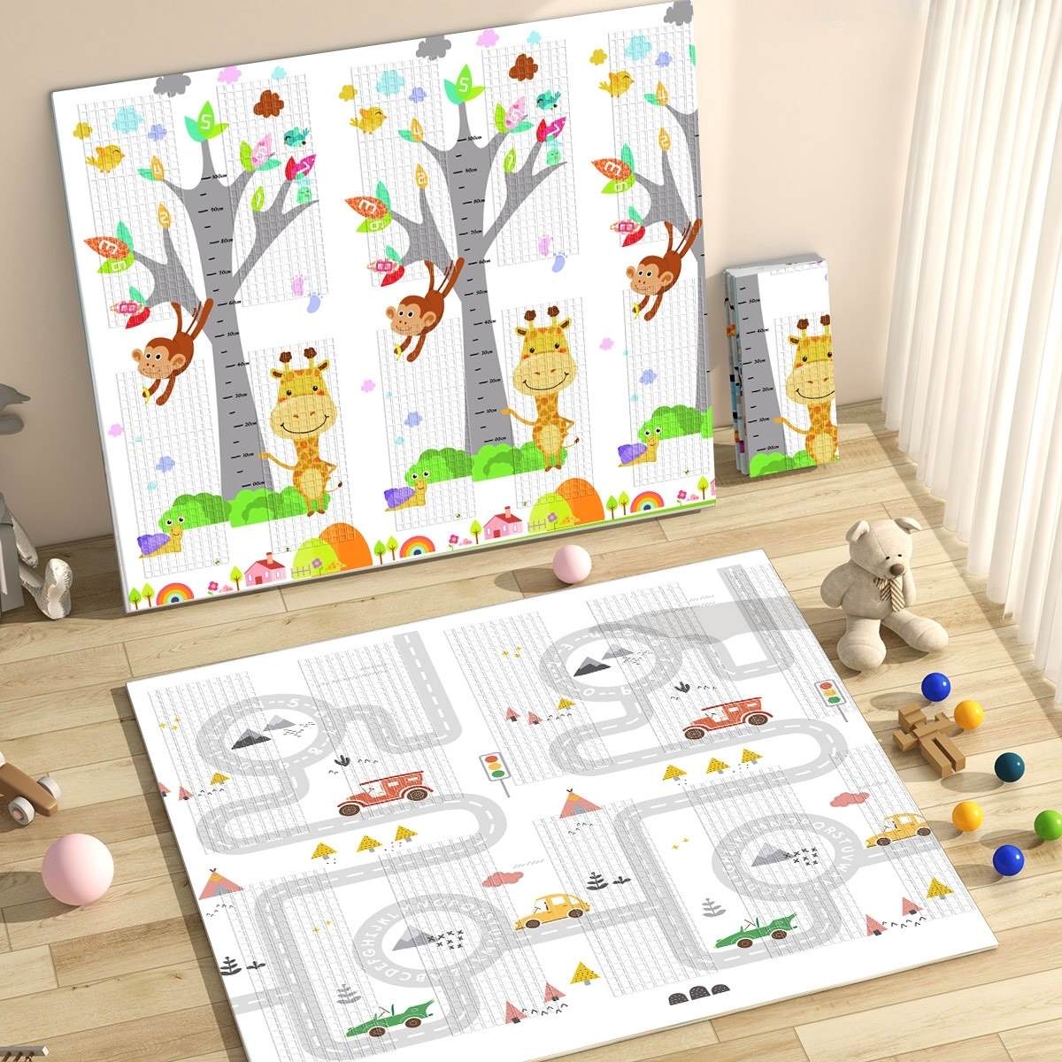 Alfombra de juegos bebé reversible 180x200x1,5cm MS - Fancy  Jirafa