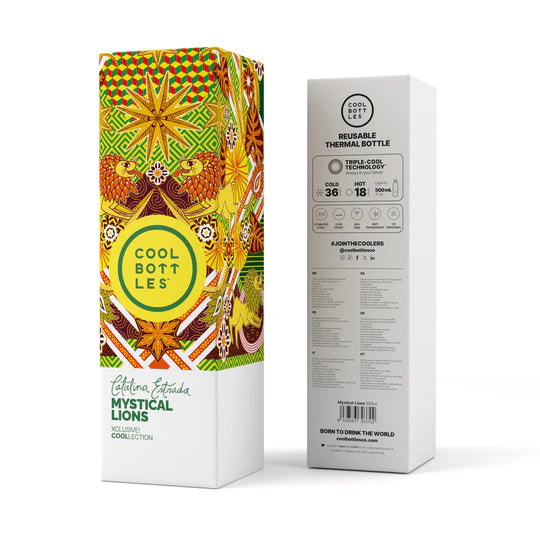 Botella acero inoxidable térmica 500ml Cool Bottles XCLUSIVE - Catalina Estrada - Mystical Lions