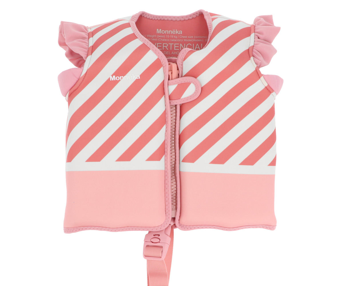 Chaleco Flotador Aprendizaje Monnëka Tutete - Stripes Bloom & Blush