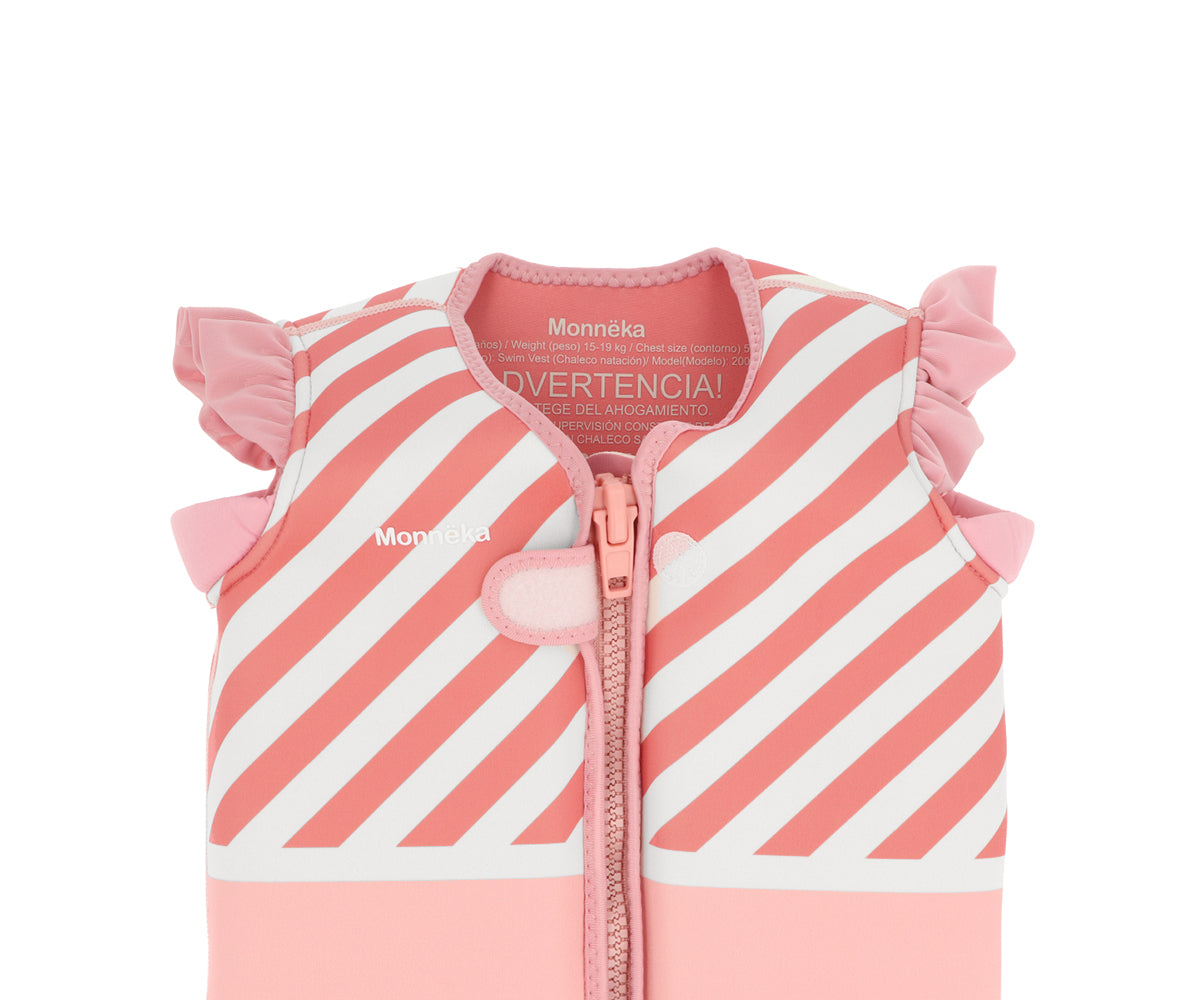 Chaleco Flotador Aprendizaje Monnëka Tutete - Stripes Bloom & Blush