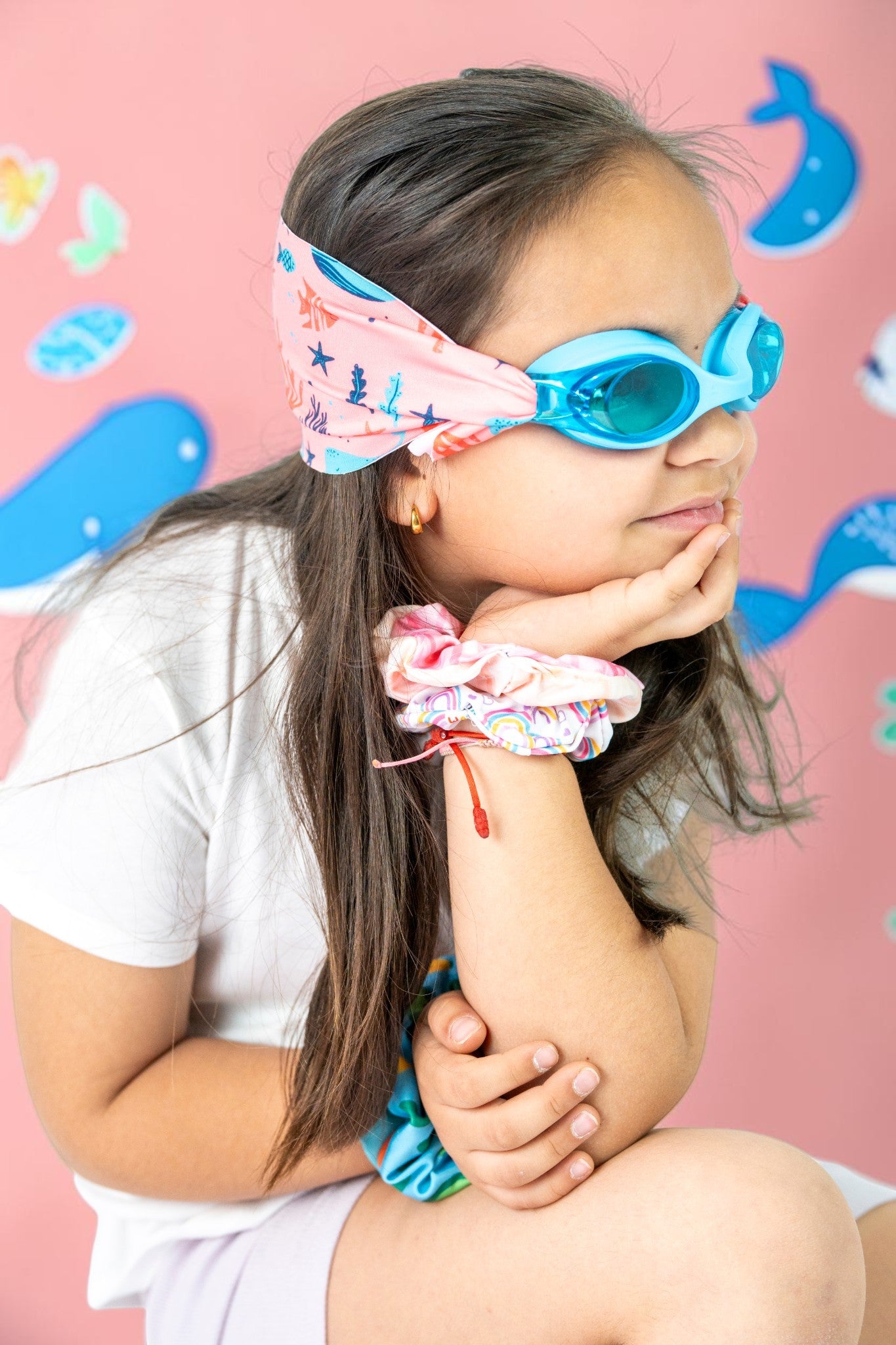 Gafas de Natación con turbante Fun Water - Infantil Azúl / Ballenas