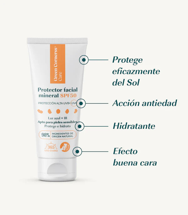 Protector Solar Mineral SPF50 apto para Pieles Sensibles - Green Cornerss