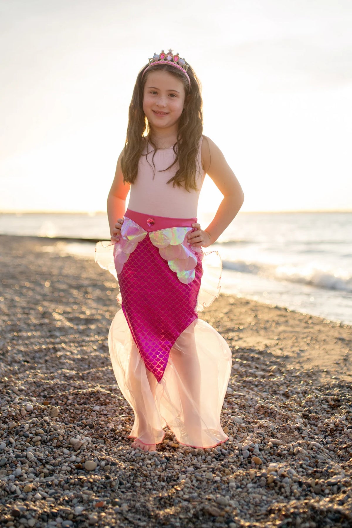 Disfraz Falda de sirena con diadema Rosa - Great Pretenders