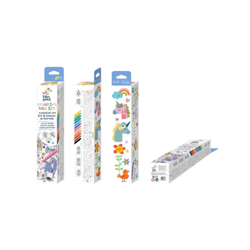 Kit Rollo Gigante para Colorear + 12 Ceras - Unicornios Haku Yoka