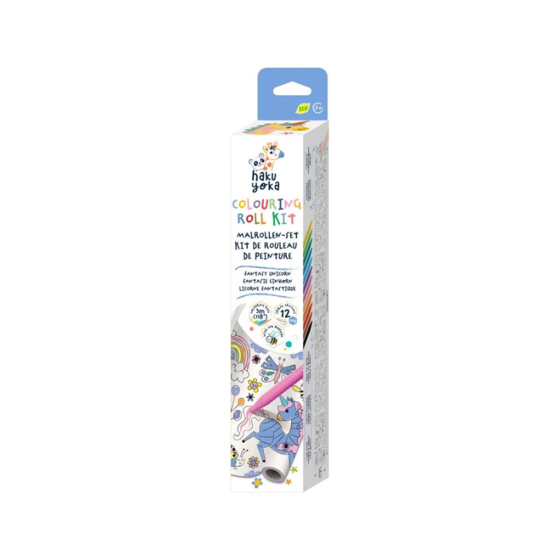 Kit Rollo Gigante para Colorear + 12 Ceras - Unicornios Haku Yoka