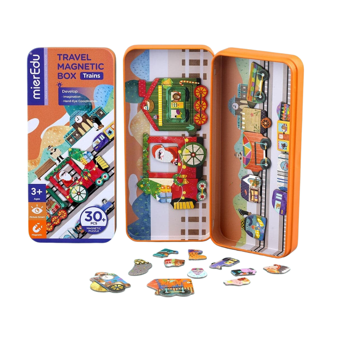 Caja Puzzle Magnético Trenes MierEdu