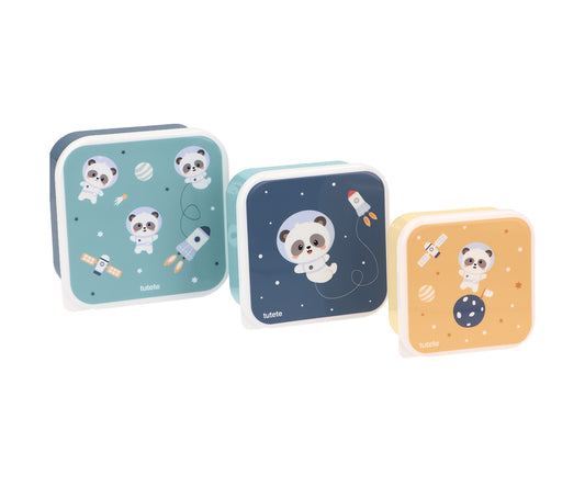 Set 3 cajas almuerzo Tutete Pandas in Space