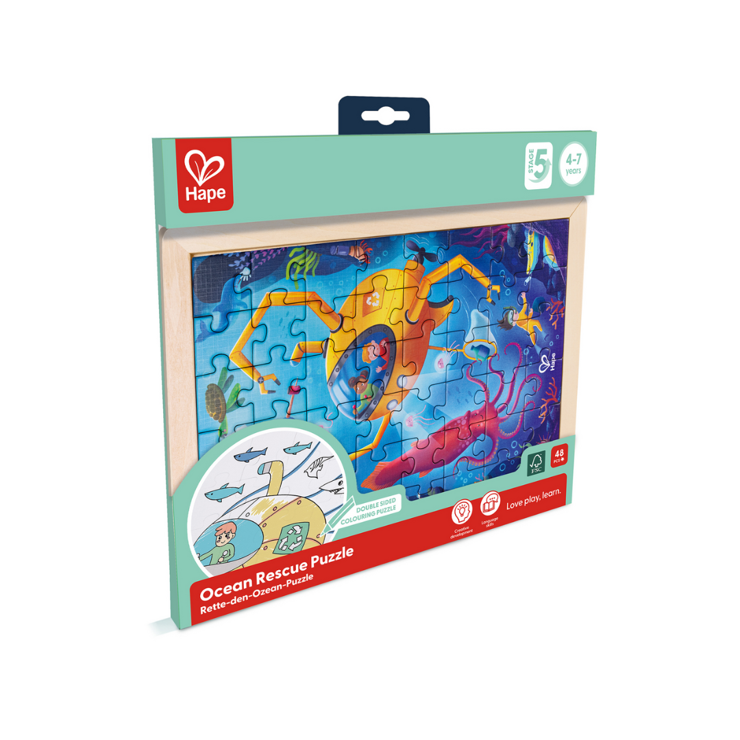 Puzzle y Colorea Rescate del Océano - Hape