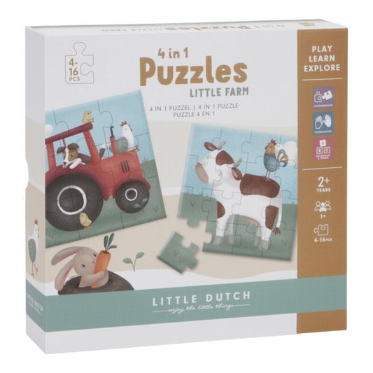 Puzzle 4 en 1 pequeña granja Little Dutch