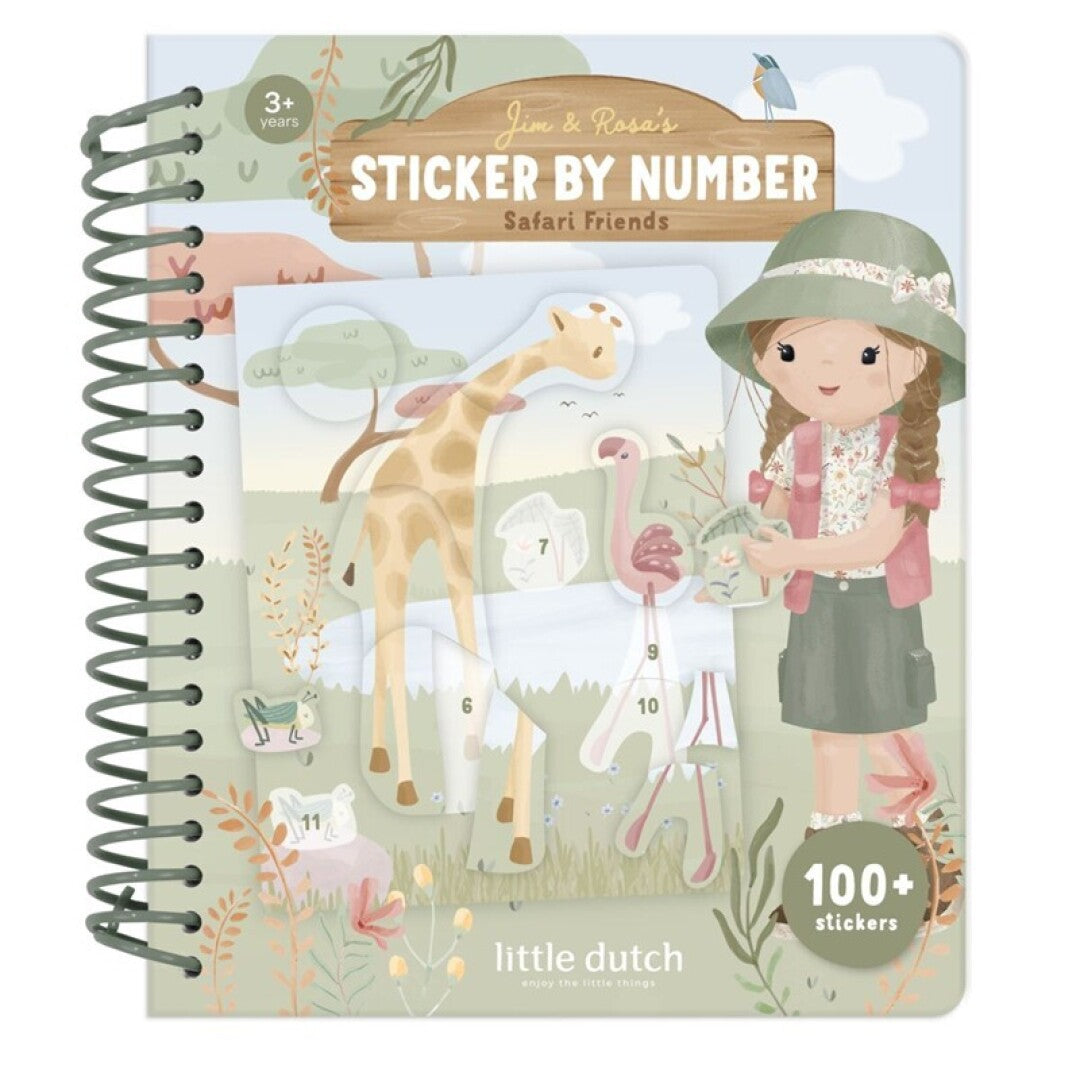 Libro de pegatinas por números Little Dutch - Safari Rosa