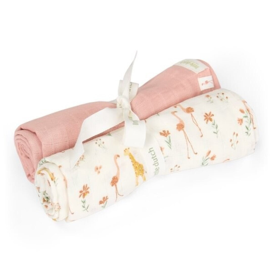 Muselinas algodón 70x70 (pack de 2) Little Dutch - Blooming Safari