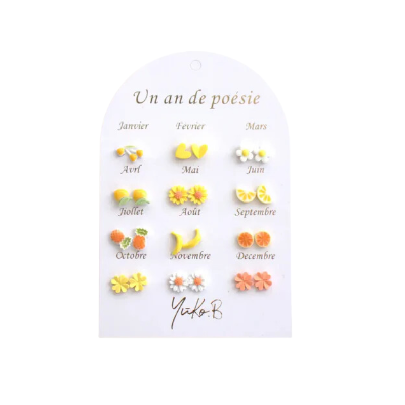 Pack de 12 Pendientes Yuko.B Amarillo