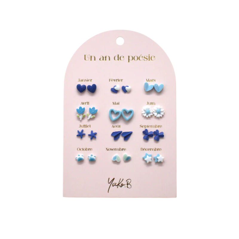 Pack de 12 Pendientes Yuko.B Azul