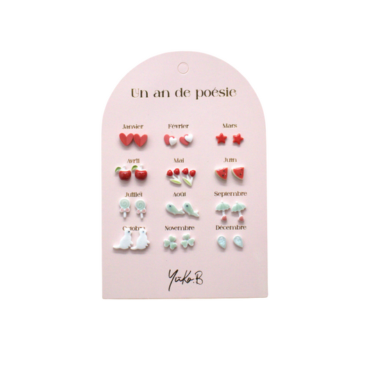 Pack de 12 Pendientes Yuko.B Rojo