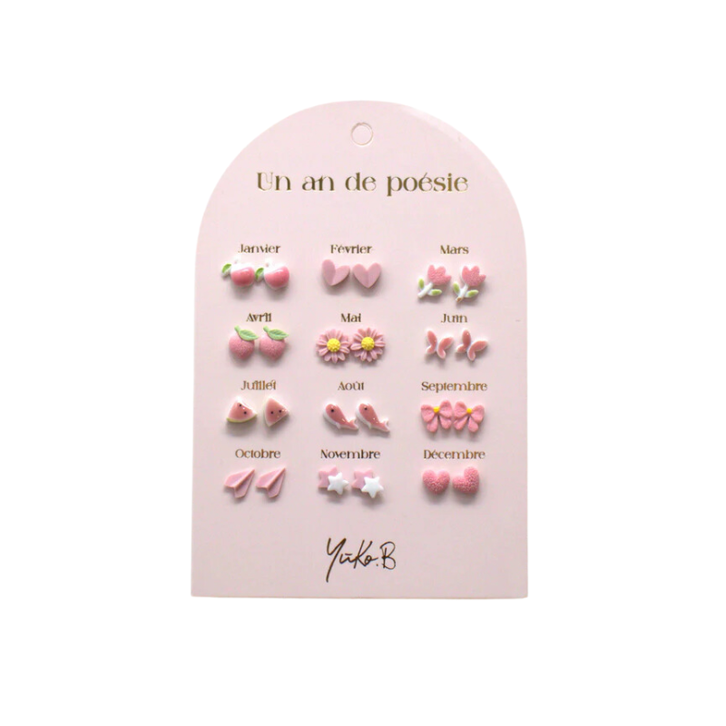 Pack de 12 Pendientes Yuko.B Rosa