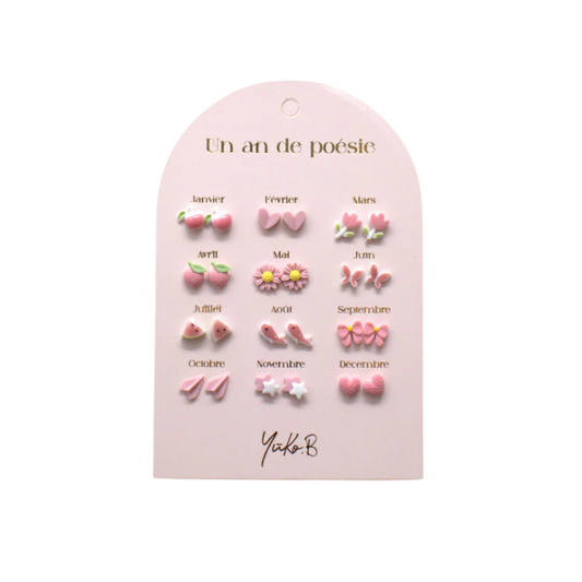 Pack de 12 Pendientes Yuko.B Rosa