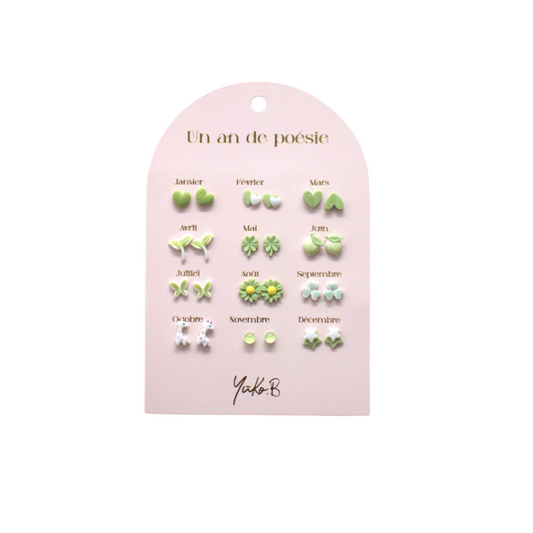 Pack de 12 Pendientes Yuko.B Verde