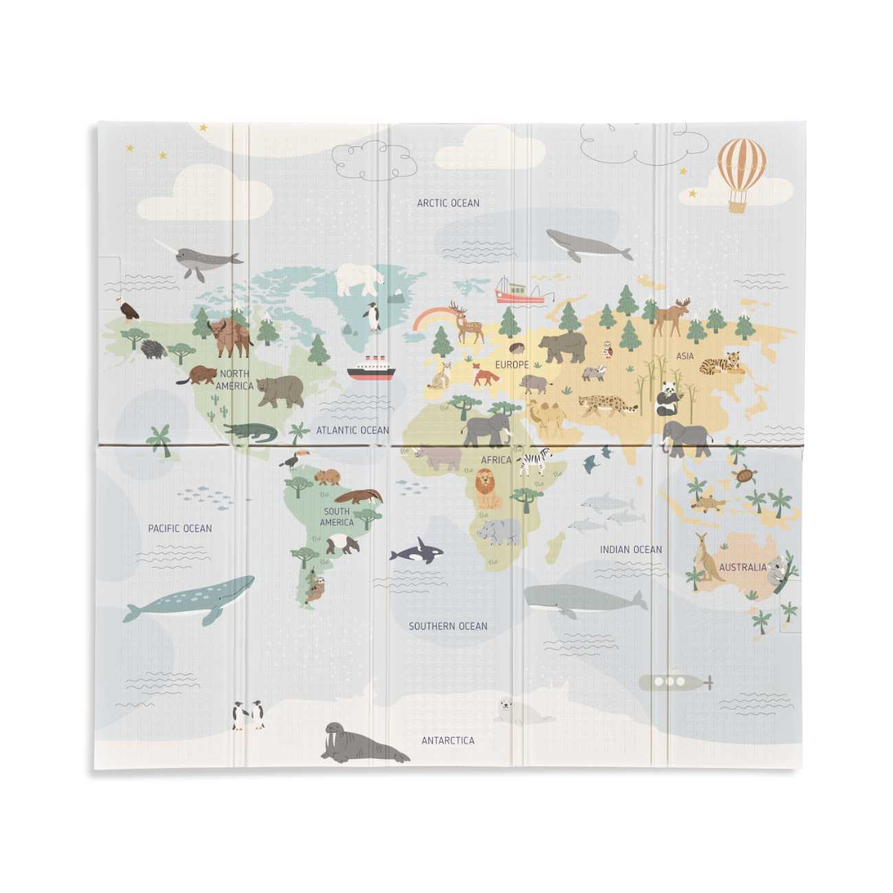 Alfombra de juegos bebé reversible 180x200cm MS - Fancy Mapa Mundi