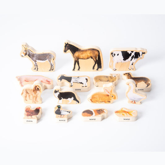 Conjunto 15 animales domésticos madera - TickiT