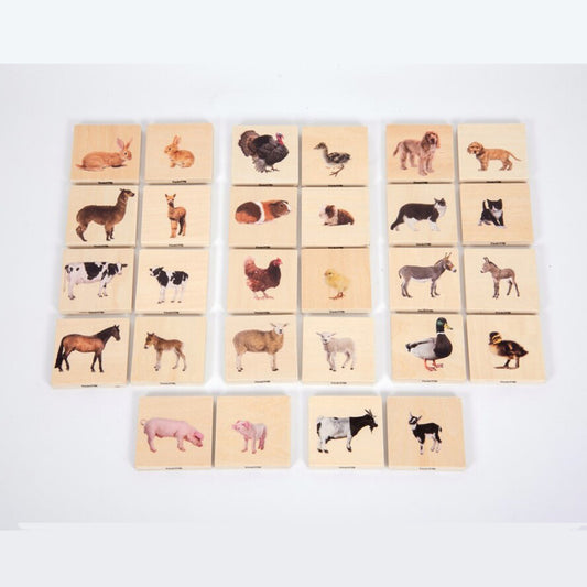 Conjunto 28 fichas animales domésticos madera - TickiT