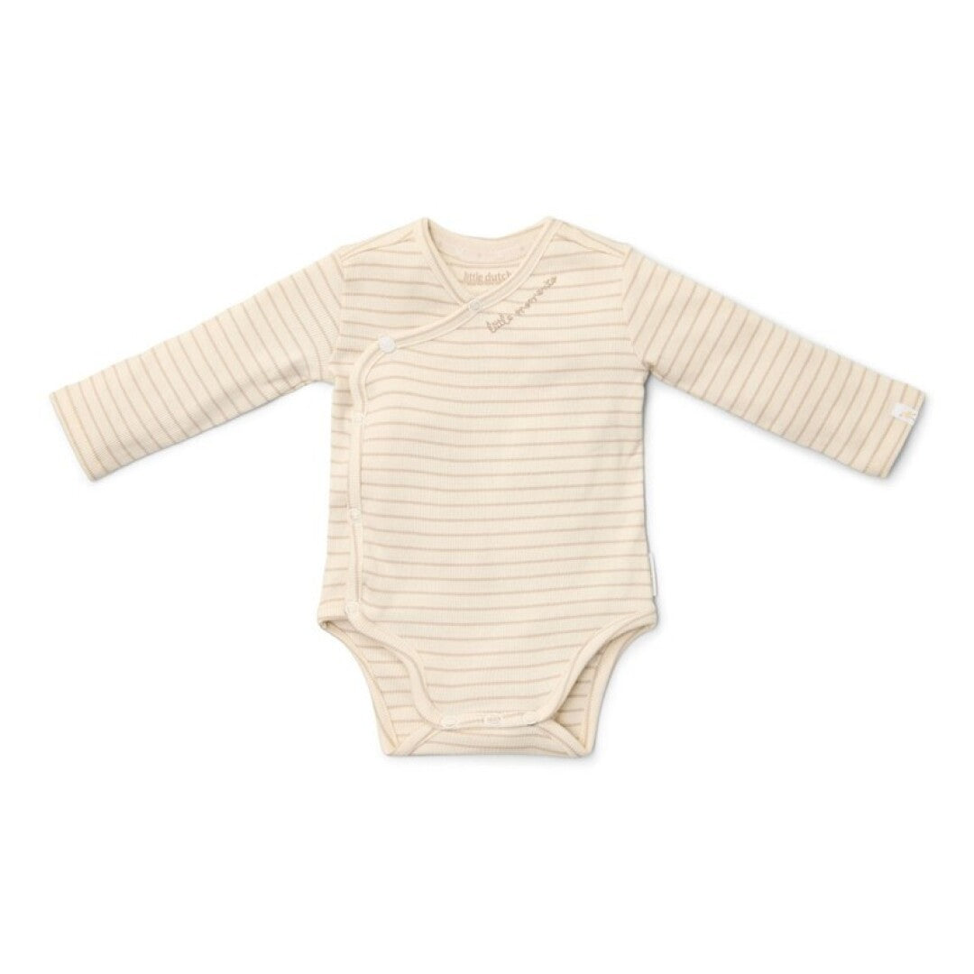 Body cruzado de manga larga Little Dutch - Rayas Beige