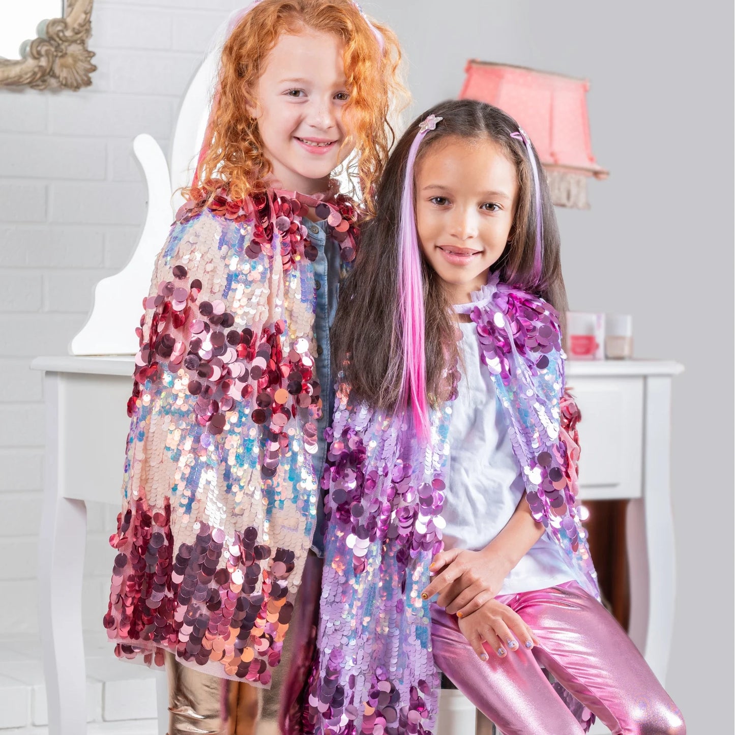 Disfraz capa de lentejuelas 5th Avenue Pink - Great Pretenders
