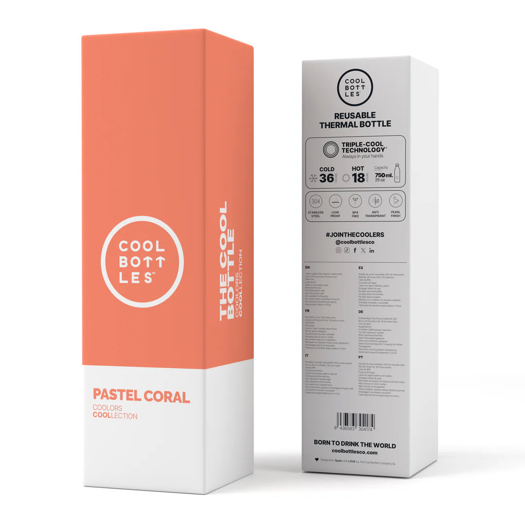 Botella acero inoxidable térmica 750ml Cool Bottles Pastel Coral
