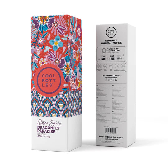 Botella acero inoxidable térmica 500ml Cool Bottles XCLUSIVE - Catalina Estrada - Dragonfly Paradise