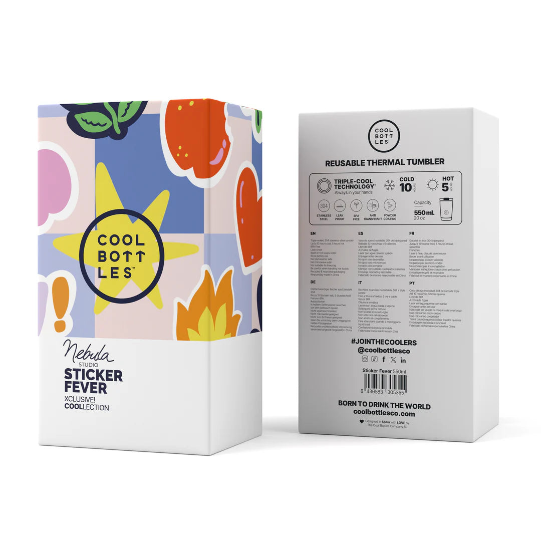 Vaso de Acero Inoxidable 550ml Cool Bottles XCLUSIVE - Nebula - Sticker Fever