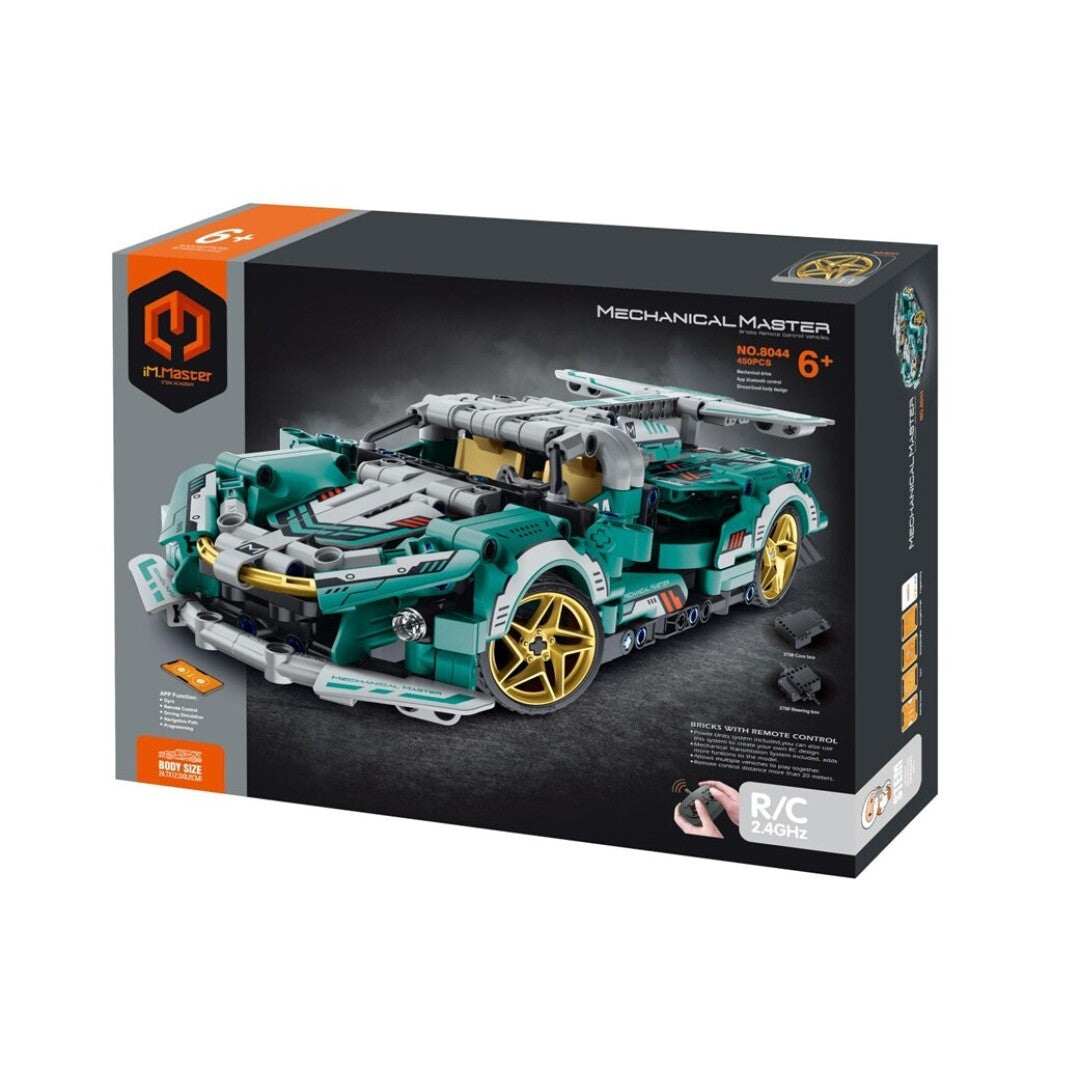 Set de construcción Coche carreras radio control verde mar- 450 piezas iMMaster