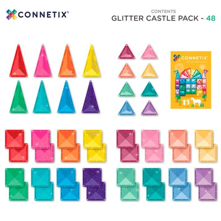 Magnéticos de construcción Connetix - Glitter Castle 48 piezas