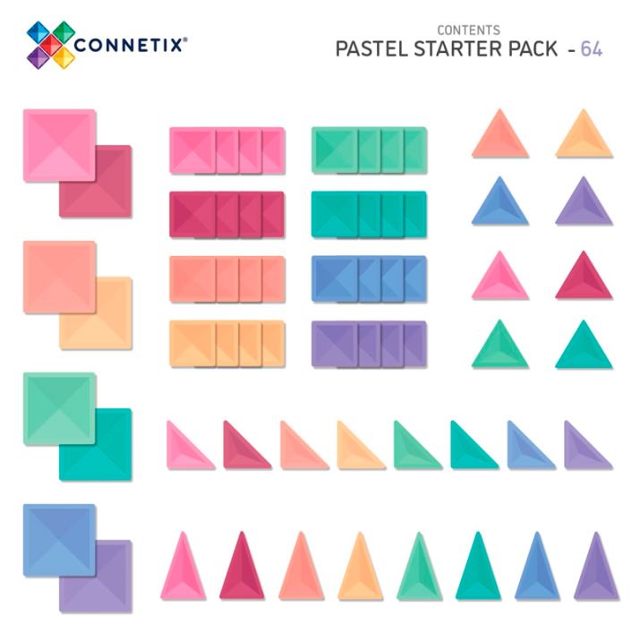 Magnéticos de construcción Connetix - Pastel Starter 64 piezas