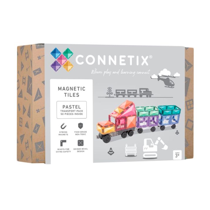Magnéticos de construcción Connetix - Pastel Transport 50 piezas