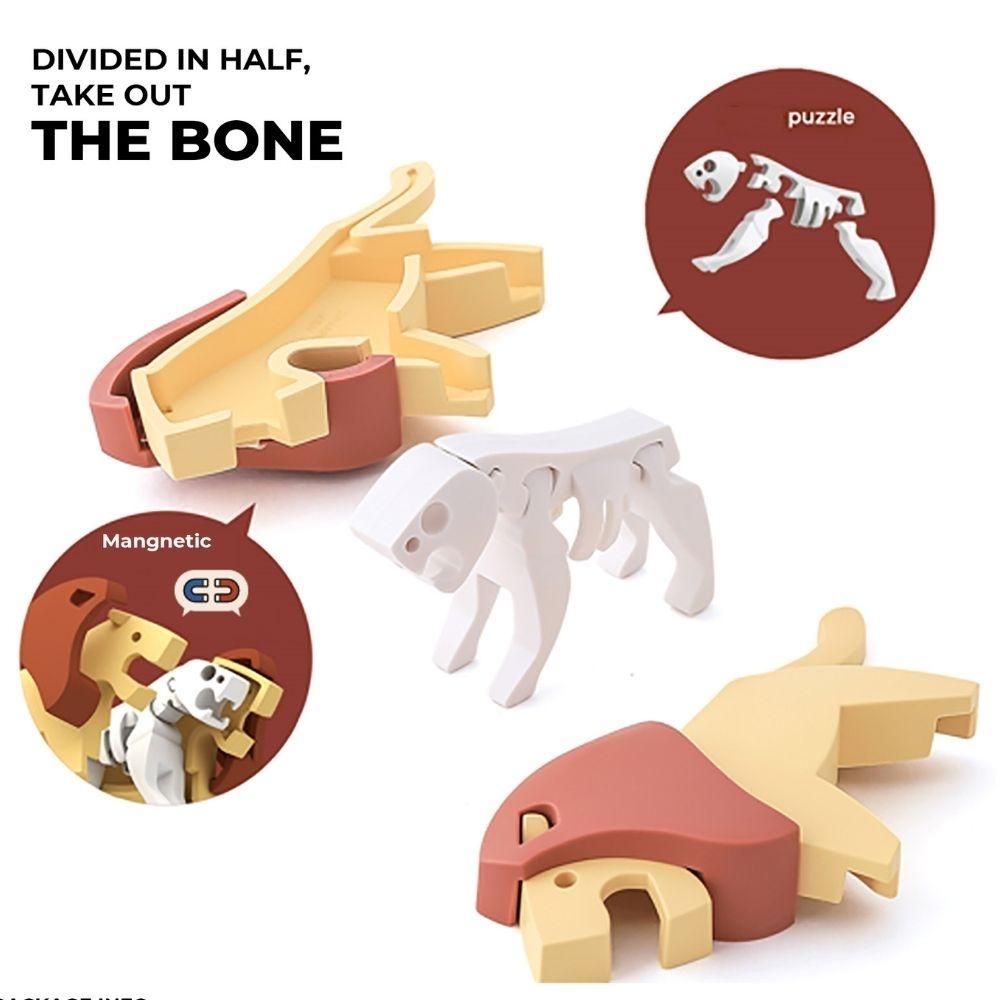 Puzzle 3D imantado Halftoys - Animal Lion