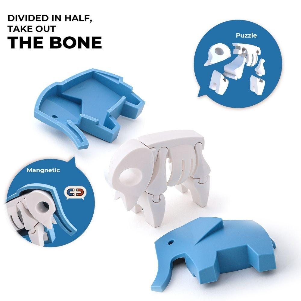 Puzzle 3D imantado Halftoys - Animal Elephant