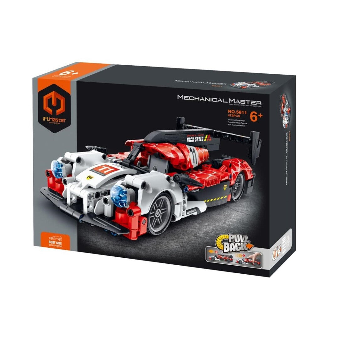 Set de construcción Coche de carreras blanco y rojo - 472 piezas iMMaster