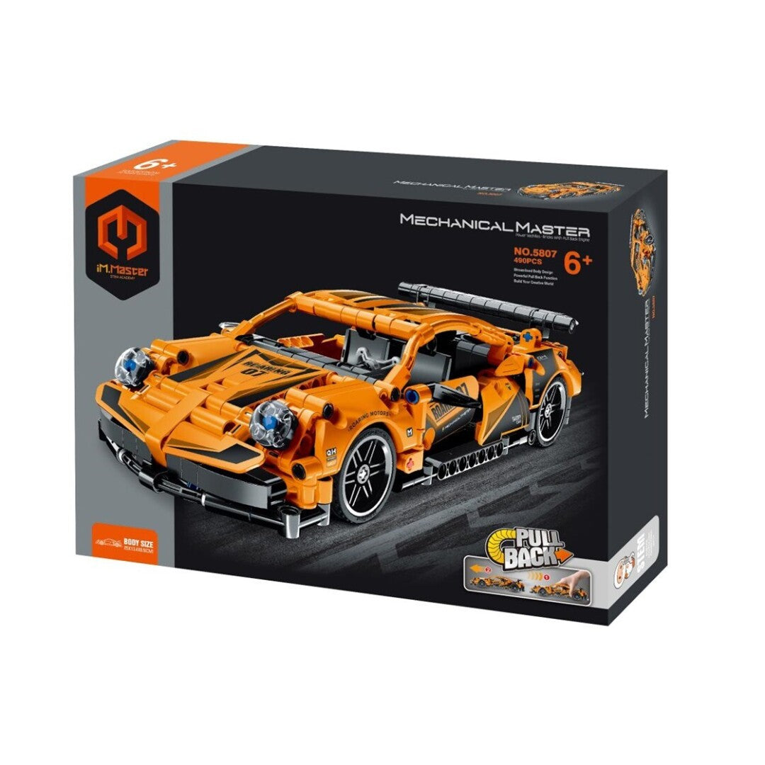 Set de construcción Coche de carreras naranja - 490 piezas iMMaster