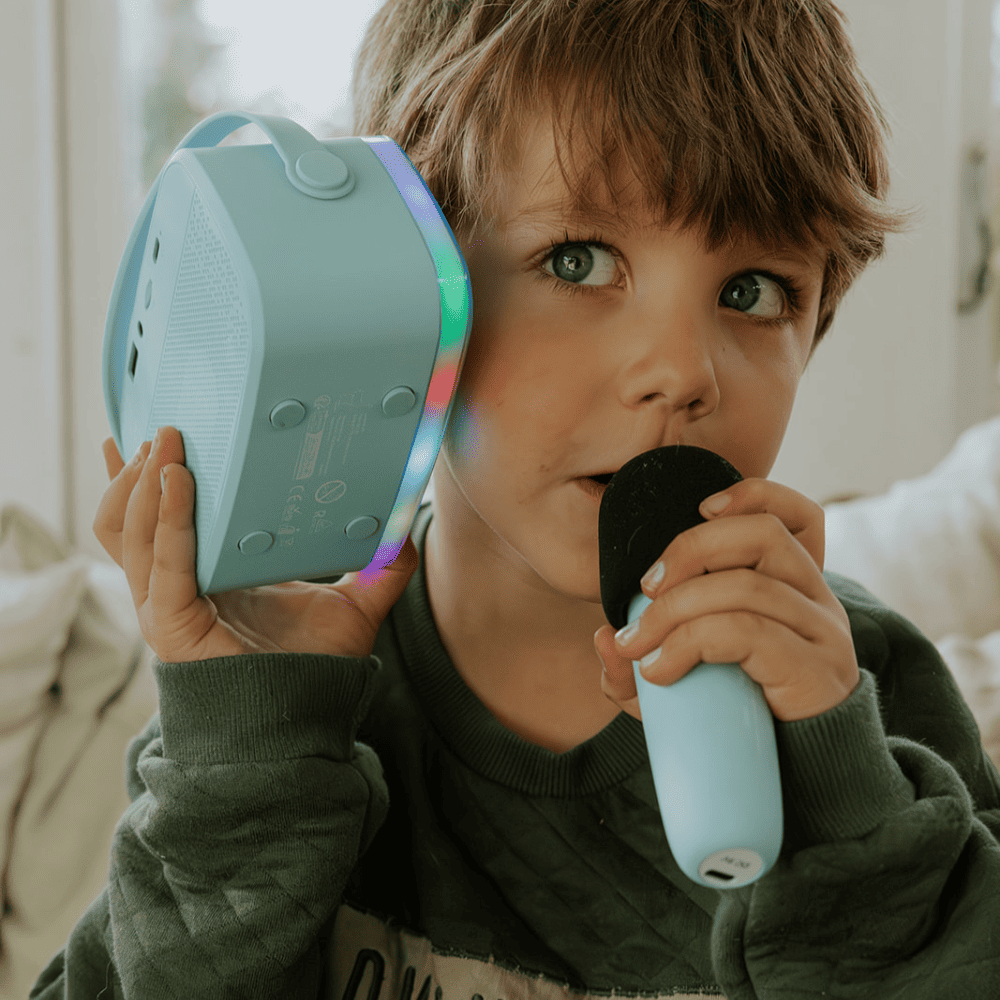 Karaoke con luz y 2 micrófonos - Lalarma Azul