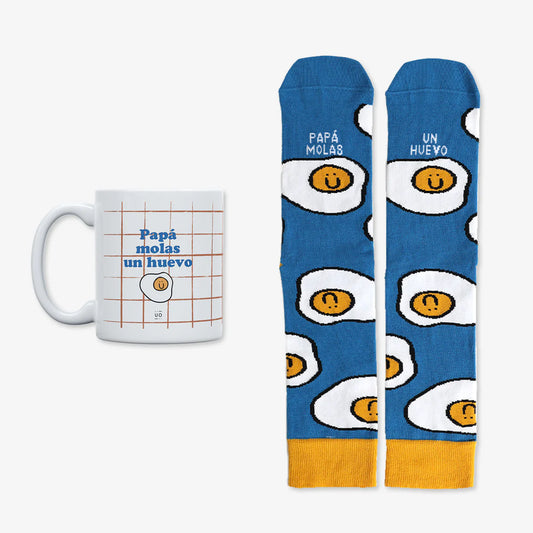 Kit Taza + Calcetines "Papá molas un huevo"