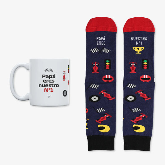 Kit Taza + Calcetines "Papá, eres nuestro Nº 1"