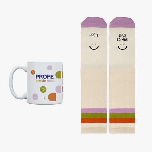 Kit Taza + calcetines "Profe eres lo más"