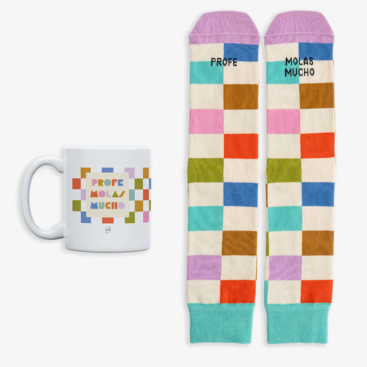 Kit Taza + Calcetines "Profe, molas mucho"