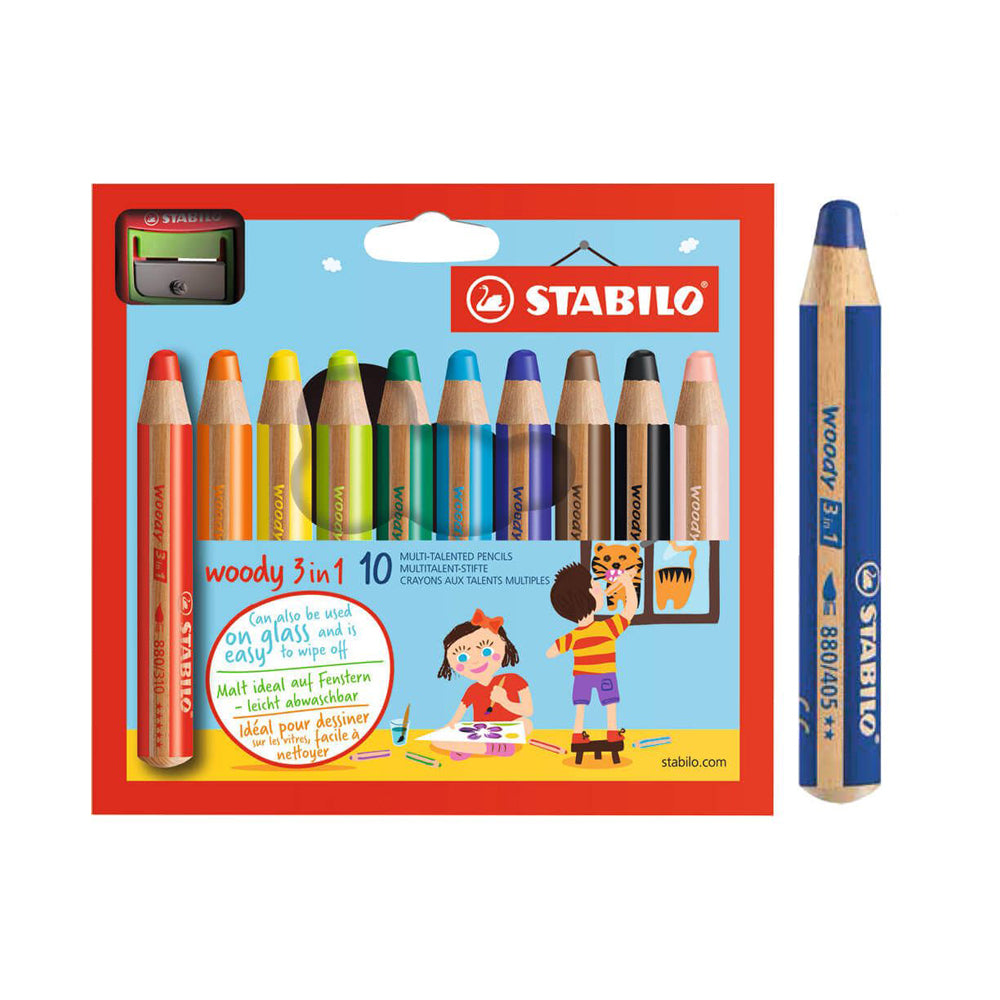 Lápices de colores Woddy 3 en 1 - 10 unidades - Stabilo