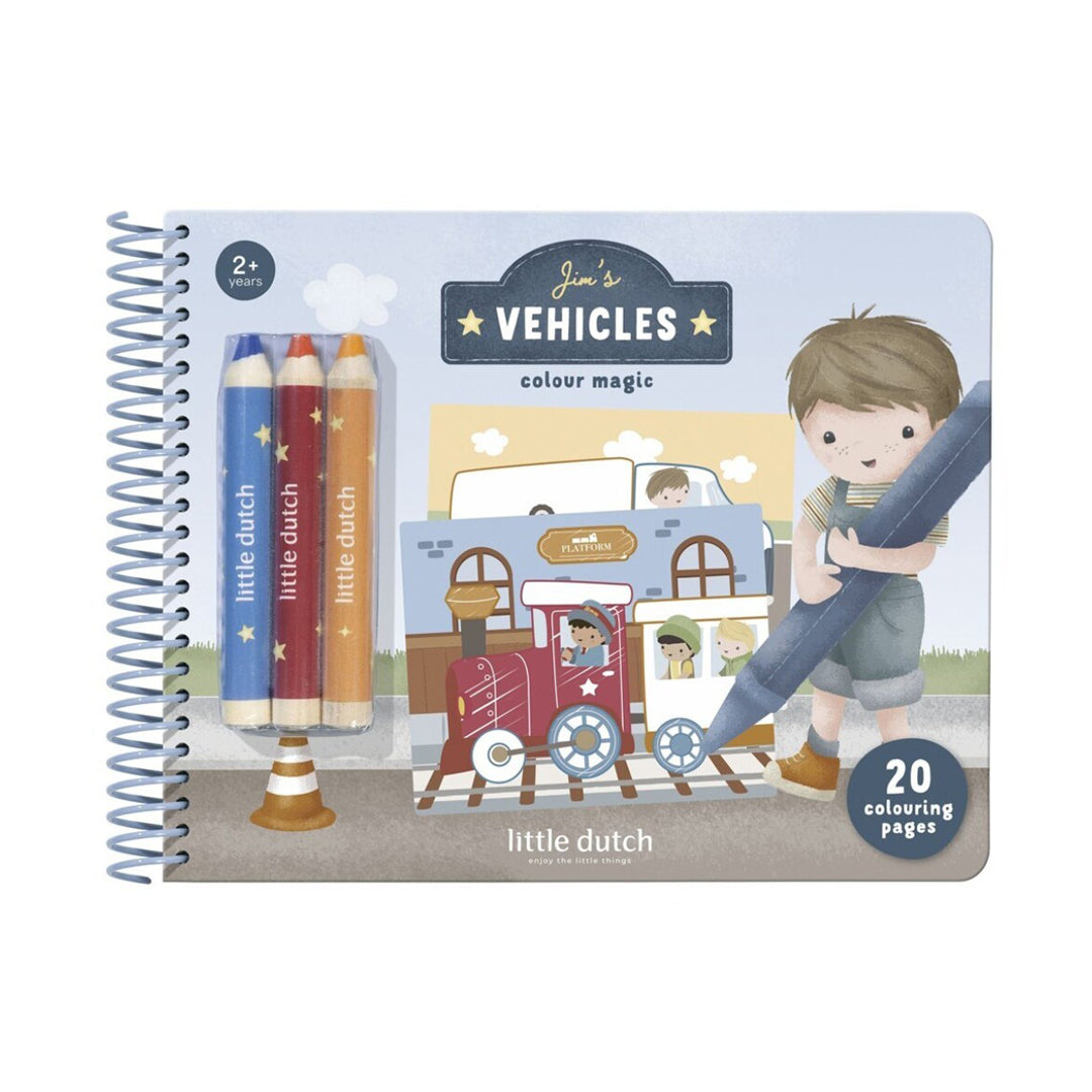 Libro Mágico de colorear Little Dutch - Jim's Vehicles