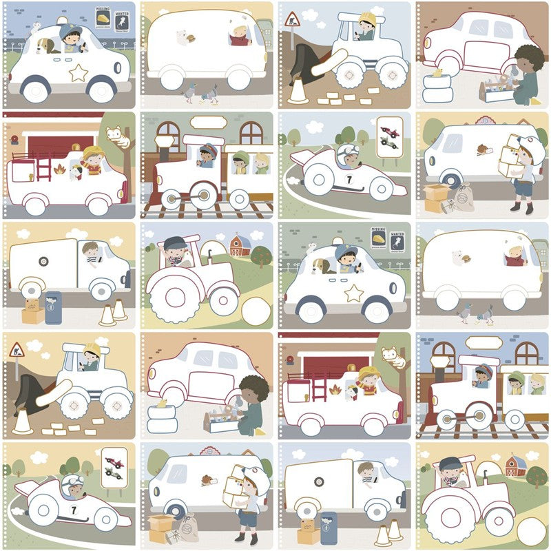 Libro Mágico de colorear Little Dutch - Jim's Vehicles