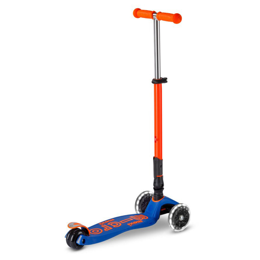 Patinete Micro Maxi Deluxe Plegable Neon LED Azul/Naranja