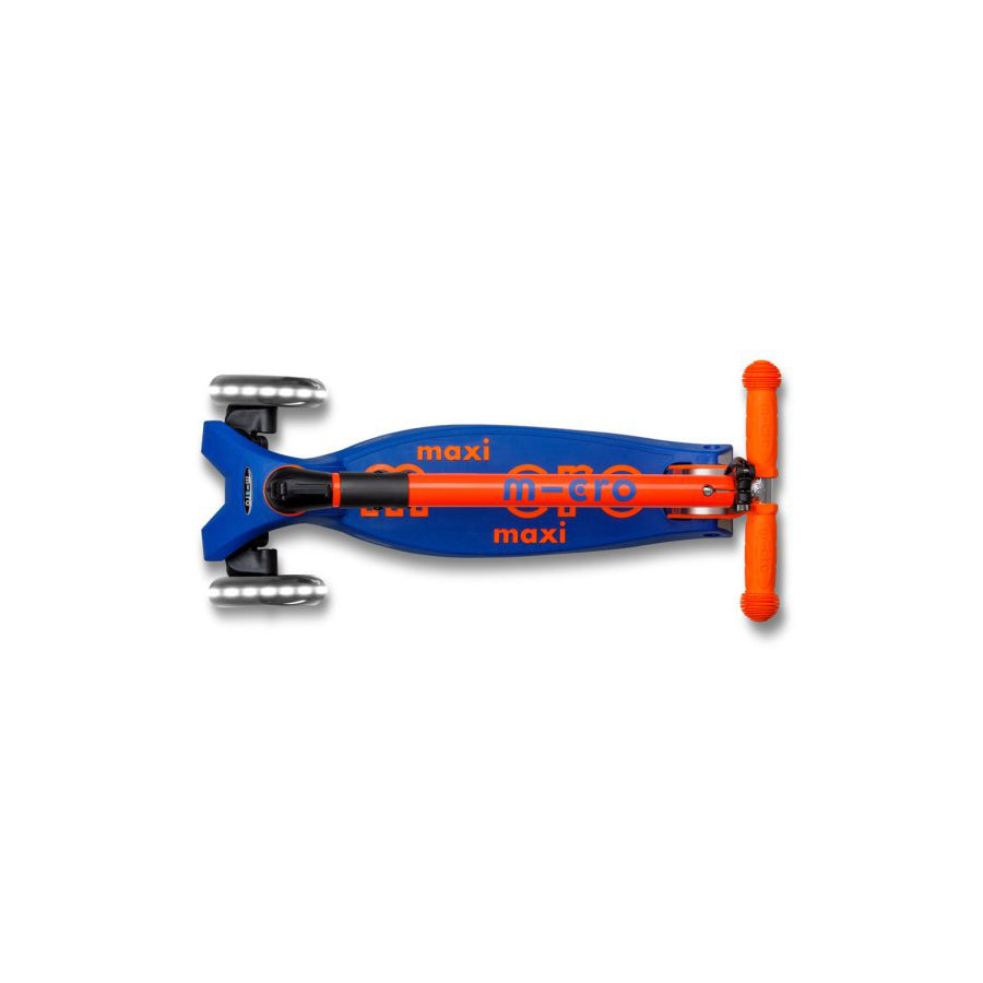 Patinete Micro Maxi Deluxe Plegable Neon LED Azul/Naranja