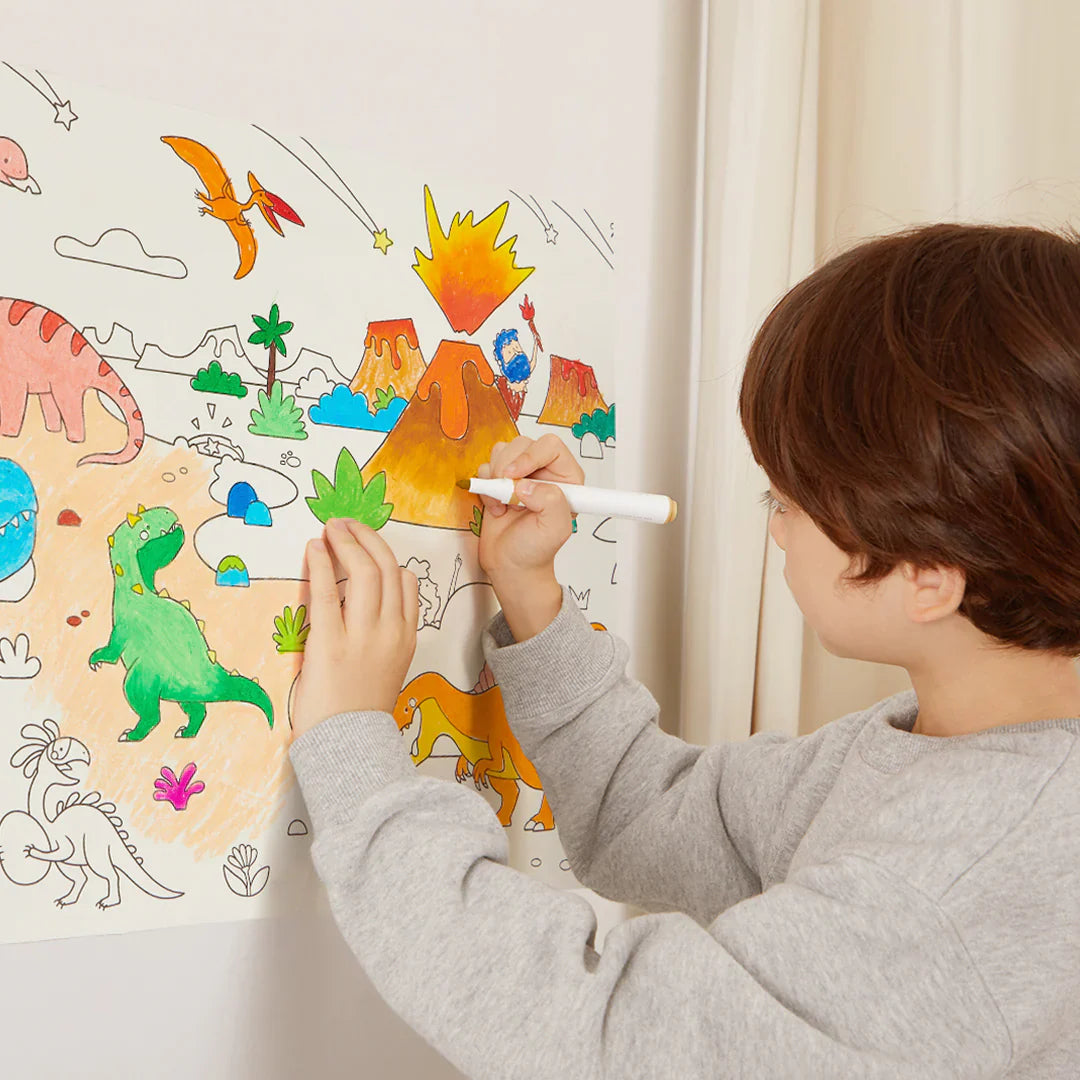 Rollo 4m lámina para colorear autoadhesiva Mideer - Dinosaurios.