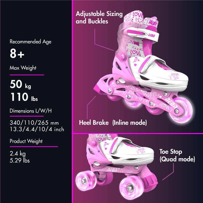 Patines Combo Neón Rosa T34-37 Yvolution