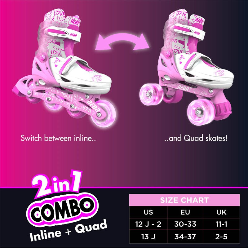 Patines Combo Neón Rosa T34-37 Yvolution